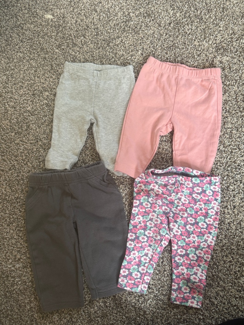 Carter's Bundle Girls Leggings Pink, Gray, Charcoal & Floral Size 0-3 Months